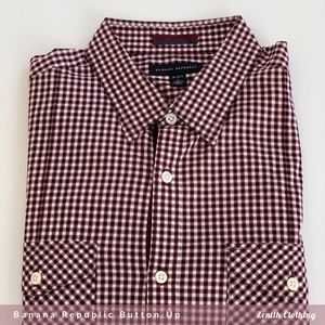 New Banana Republic Long Sleeve Button Up- Red